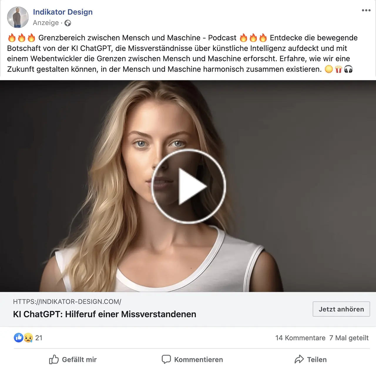 Facebook Marketing: Video Ad Hilferuf ChatGPT - Indikator Design